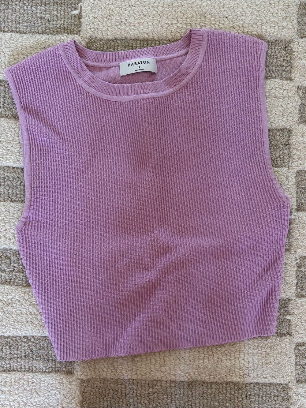 Aritzia Lavender Ribbed Sculpt Knit Sleeveless Top